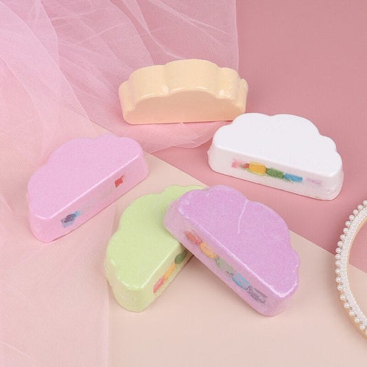"Indulge in a Blissful Cloud Shower Experience with Our 110G Rainbow Bath Salt Soap - Your Ultimate Natural Skin Care and Exfoliating Solution!"
